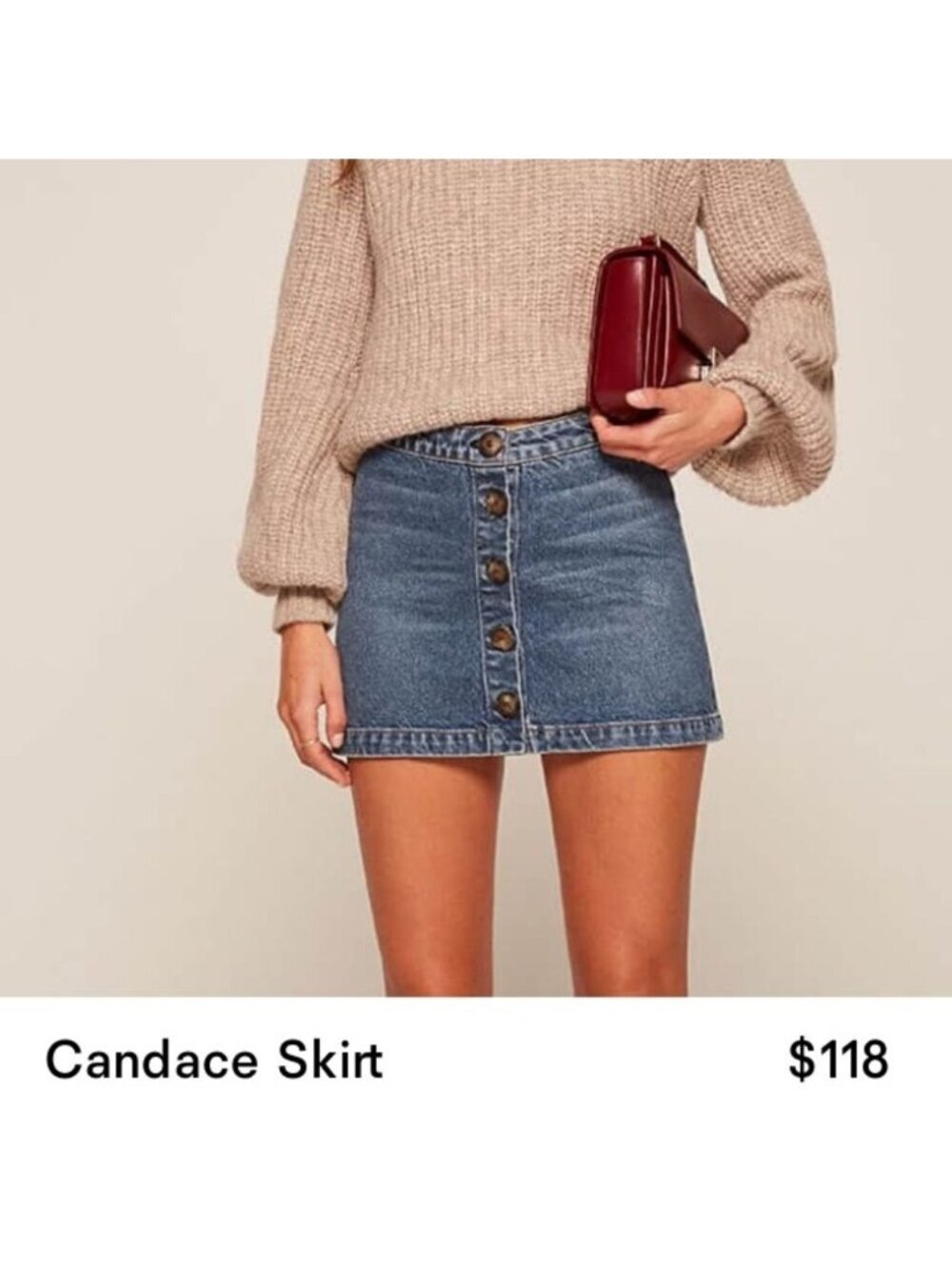 Reformation Size 25 Candace Denim High Rise Mini Denim Skirt Button Down